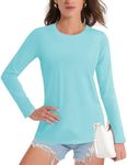 TACVASEN Women's Long Sleeve Tops Gym T-Shirt Lightweight Outdoor Camping Shirts Quick Dry Walking Tee Shirt,Light Lake Blue,S