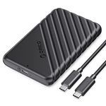 ORICO USB C Hard Drive Enclosure with USB C to C Cable for 2.5 inch SATA SSD HDD 6Gbps External Hard Drive Case Tool-free with UASP for MacBook Pro Air,Black (25PW1C-C3)