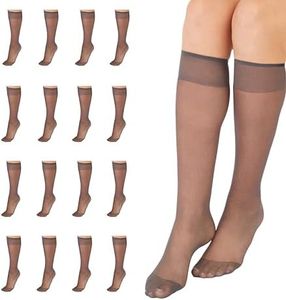 L'eggs Everyday Knee High Stockings, Reinforced Toe, 100% Nylon, Off Black, One Size (Pack of 16)
