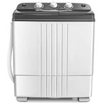 COSTWAY Portable Washing Machine, Twin Tub 20Lbs Capacity, Compact Laundry Washer (Grey+White)