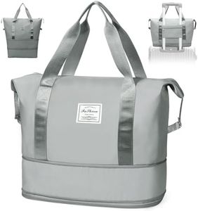 Paneerte Borsone da Viaggio Donna, Pieghevole Borsone Da Viaggio, Borsa da Viaggio Donna Borse Per Bagagli Bagnati e Bagnati, Borsa da Weekend, Borsa Per Lo Sport e Il Viaggio, Grigio
