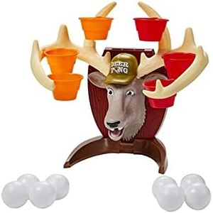 Deer Pong Game, Features Talking Deer Head and Music, Includes 6 Party Cups and 8 Balls, Fun Family Game for Ages 8 and Up