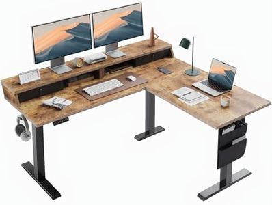 ErGear L Shaped Electric Standing Desk, 63" Ergonomic Corner Height Adjustable Desk with Drawers, Sit Stand Computer Table with Storage for Work Office Home, Vintage Brown
