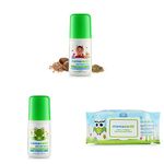 Mamaearth Easy Tummy Roll On for Colic & Gas Relief with Hing & Fennel Oil 40ml (For external use) & After Bite Roll On 40 ml & India's First Organic Bamboo Based Baby Wipes (Pack of 1)