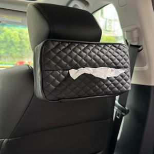 Car Tissue Holder for 120 Standard Tissue Boxes, Facial Tissue Holder for Auto Headrest, Faux Leather Napkin Box Cover, Large Capacity Car Tissue Dispenser Fits for 120 Kleenex Tissues Box (Black)