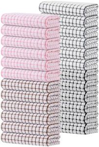 Kitinjoy Cotton 24 Pack Terry Kitchen Towels, 16 x 25 Inches Super Soft and Absorbent Dish Towels, Quick Drying Hand Towels for Kitchen Drying, Mix Color