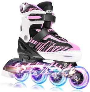 ECOO Adjustable Inline Skates Boys and Girls with Light up Wheels，Roller Skates for Kids Ages 4-12, Teen Skates for Beginner Outdoor and Indoor