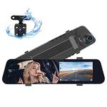 CAMECHO 4.5" Mirror Dash Cam Backup Camera 1080P FHD Front and Rear View Mirror Camera for Cars Dual Lens Cam Loop Recording 170°Wide Angle G-Sensor Parking Assistance