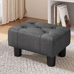 LUE BONA Small Tufted Foot Stool, Fabric Foot Stools Ottoman with Plastic Legs, 9''H, Rectangle Accent Footstool for Adult with Non-Slip Pads, Sofa Foot Rest for Living Room, Couch,Carbon Grey