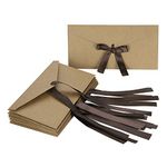 10PCS Gift Card Envelopes Brown Kraft Paper Envelopes Birthday Card Envelopes Wedding Invitation Envelopes Cute Mini Envelopes with Ribbon for Handmade Invitations Letters or Festival Cards