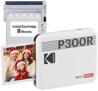 KODAK Mini 3 Retro 4PASS Portable Photo Printer (3x3 inches) + 8 Sheets, White