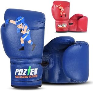 POZTEV Youth Boxing Gloves for Kids Ideal for Boxing, Kickboxing, Muay Thai, UFC, MMA - Beginner Junior Heavy Punching Bag Gloves for Children Sparring Training Martial Arts Mitts (Blue,6oz)