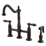 Kingston Brass KS1275ALBS Heritage 8-Inch Kitchen Faucet with Brass Sprayer, Oil Rubbed Bronze