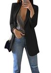 EFOFEI Womens Long Sleeve Button Jacket Classic Solid Color Work Blazers BLK M