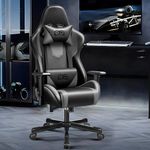 OneGame Gaming Chair, High Back Computer Leather Chair 155°Adjustable Backrest Swivel Ergonomic Office Chair with Lumbar Support, Blackgray