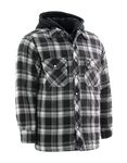 FORCEFIELD Grey Plaid Hooded Quilted Flannel Shirt Jacket (as1, Alpha, x_l, xx_l, Regular, Regular)