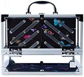 Caboodles Neat Freak Train Case | 6-Tray Cosmetic Organizer with Locking Latch, Social Butterfly