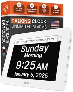 Robin Clock 2024 with Day and Date for Elderly, Clocks for Seniors, Dementia Clock, Digital Calendar Clock Elderly, Bedside Clocks Seniors, Alzheimers Products, Dementia Clocks Extra Large, White
