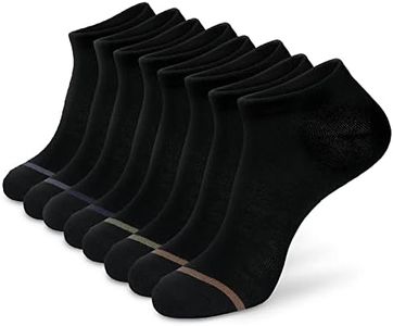MONFOOT Men's/Women's 8 Pairs Cotton Low Cut Ankle Socks, Black Large Multipack