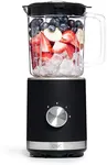 COOK WITH COLOR 300 Watt Blender: Powerful 2-Speed Control with Pulse, 4-Tip Stainless Steel Blades, 25oz (750ml) Jar, and Skid-Resistant Feet, Black