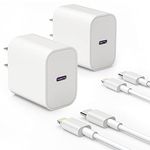 for iPhone Fast Charger [Apple MFi Certified] 20W PD USB C Wall Charger Block with 3.3FT USB C to Lightning Cable & Apple Charger for iPhone 14/13/12/11 Pro/Max/XR/XS/Plus/iPad/Air Pods/Pro (2 Pack)