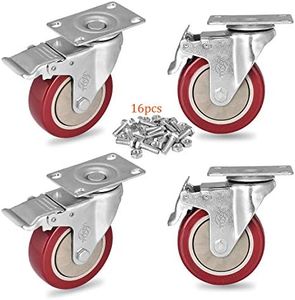 4 inch Heavy Duty Casters Lockable Bearing Plate Caster Wheels with Brakes 360° Swivel Casters for Furniture and Workbench Cart Set of 4 Load 1200 lbs