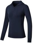 JHMORP Women's Hoodies Full Zip Up Light Sun Protection Long Sleeve Shirts Athletic Workout Track Jackets (Navy,CA L)