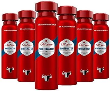 Old Spice Whitewater deodorante spray per il corpo, confezione da 6 (6 x 150 ml), deodorante spray senza alluminio, per uomo, con profumo a lunga durata.