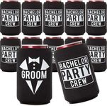 Groom and Bachelor Party Crew Squad Bachelor Party Can Coolers, Set of 12 White and Black Beer Can Coolies, Perfect Bachelor Party Decorations and as Grooms Men Gifts