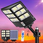 Gefolly SL-2000W Solar Street Lights Outdoor, 200000LM Commercial Parking Lot Light, 6500K Dusk to Dawn Solar Security Flood Lights Motion Sensor Solar Led Lamp for Basketball Court, Road, Playground