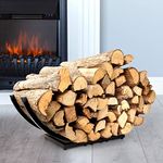 Curved Firewood Rack Heavy Duty Wood Rack Log Holder Indoor/Outdoor for Fireplace Wood Storage (22-Inch)