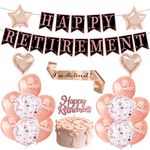 ZNDFTW 21 Pcs Retirement Decorations, Party Gold Balloon Happy Banner, I’m Retired Sash, Glitter Cake Topper for Decoration Supplies (TXPDZS-23)