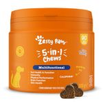 Zesty Paws Dog Multivitamin 5-in-1 | Promotes Gut Health & Skin Health | Boosts Immunity, Physical Performance & Reduces Stress | Vitamin B | Supports Gut & Skin Health | Turkey Flavour | 90 Pcs