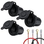 3-Pack 12V Car Cigarette Lighter Socket, Car Boat Motorcycle ATV RV Lighter Socket, Power Outlet Socket Outlet Socket with Connection Wire