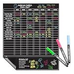 Magnetic Dry Erase Chore Chart for Multiple Kids (17x20" - Black) - 6 Whiteboard Markers with Magnets | Family Chore Chart, Fridge Chore Chart for Adults | Magnetic Chore Board for Refrigerator