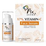 Fixderma 17% Vitamin C Face Serum for Glowing Skin | Retinol Face Serum | Skin Brightening Vit C Serum for Women and Men | Anti Aging Night Face Serum | Niacinamide Serum - 15g