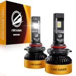 Firehawk 9005/HB3/H10/9145 LED Headlight Bulbs 50000LM 1200% Brighter 6000K Cool White Plug and Play Halogen Replacement Conversion Kit 2025 Advanced, Pack of 2