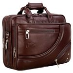 Leather World Vegan Leather 15.6 Inch Laptop Office Briefcase Messenger Bag Satchel for Men and Women, with Adjustable Strap and Expandable Bottom (Brown)