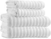 Towelogy Bamboo Bathroom Towel Set of 4 – 2 XL Bath Towel 90x140 cm & 2 XL Hand Towel 70x120 cm Premium Quality Soft and Absorbent | OEKO-TEX CERTIFIED (White)