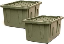 HOMZ 2 Pack Durabilt Storage, Heavy Duty Stackable Bins, 27 Gallon, Green Camo