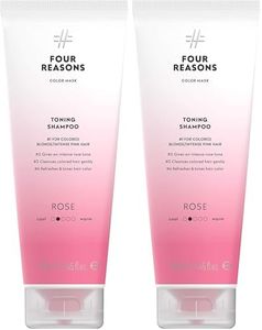 FOUR REASONS Hair Color Shampoo (8 Colors) - Sulfate Free Pink Hair Toner - Color Depositing Shampoo for Color Treated Hair, Vegan, 8.45 Fl Oz (Rose/Pink) (Pack of 2)