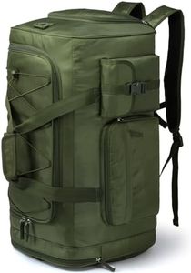 Lyweem Large Duffle Bag Backpack for Travel, 75L Heavy Duty Gym Duffel Bag with Shoes Compartment for Men & Women, Weekender Overnight Sports Backpack for Traveling, Large-Green, 25.2 inches, 8801