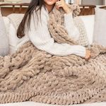 Chunky Knit Blanket - Sandstone 50x70