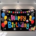 Colorful Happy Birthday Party Decorations Rainbow Birthday Banner Backdrop Large Happy Birthday Yard Sign Backgroud It's My Birthday Party Indoor Outdoor Decorations Supplies for Boys Kids Girls