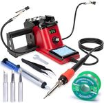 YIHUA 926 III 110W Soldering Iron Station Kit with LED Display, 2 Helping Hands, 3 Extra Iron Tips, 35g Lead-Free Solder, Solder Sucker, S/S Tweezers, °C/°F Conversion, Calibration & Sleep Features