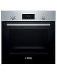 Bosch Serie 2 HHF113BR0B Stainless Steel Single Electric Oven with A Energy Efficiency, 66 Litre Capacity, Electronic Clock Timer And Enamel Interior