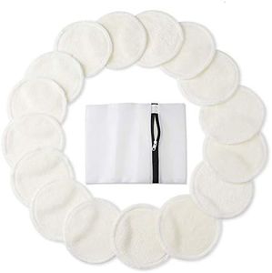 Reusable Makeup Remover Pads - JR INTL Organic Cotton Rounds Soft Bamboo Toner Pads with Laundry Bag, 20 Pcs