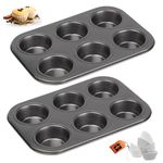 CURATED CART Cup Cake Mould for Baking | Muffin Tray with 100 Muffin Liners- SGS Certified Bakeware for Making Cupcakes - OTG, Microwave & Dishwasher Safe (CC-MT2Pcs-FBA)