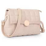 ADISA Women's Girls Quilted Cross Body Sling Bag with Height Adjustable Belt (SL5144_Off White)