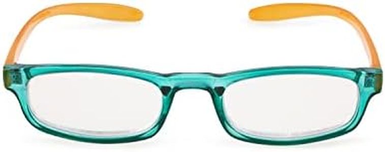 Contacta, Hug, Occhiali da Lettura per Uomo e Donna, Occhiale Autoreggente da Collo, Aste Allungate e Ricurve, Colore Verde con Asta Senape, Diottrie +1,50, Confezione con Astuccio Portaocchiali, 19g